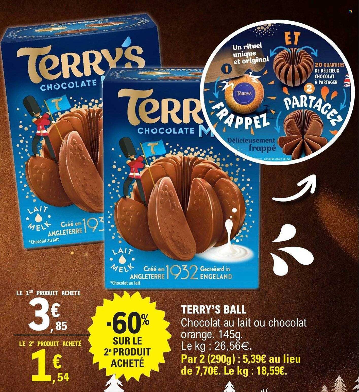 TERRY’S BALL Chocolat au lait ou chocolat orange. 145g.