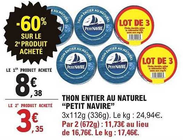 THON ENTIER AU NATUREL "PETIT NAVIRE"