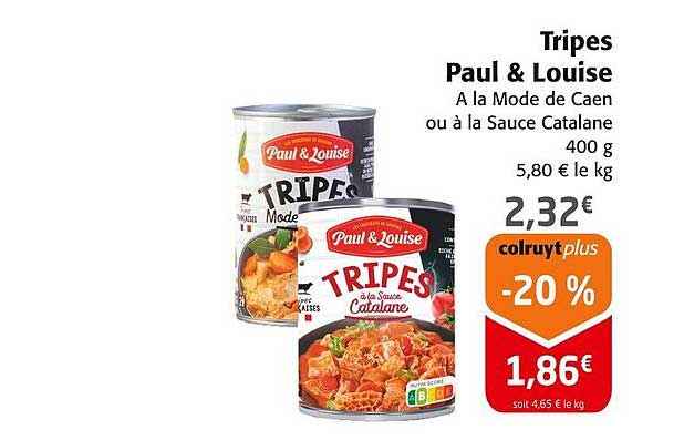 Tripes Paul & Louise A la Mode de Caen ou à la Sauce Catalane