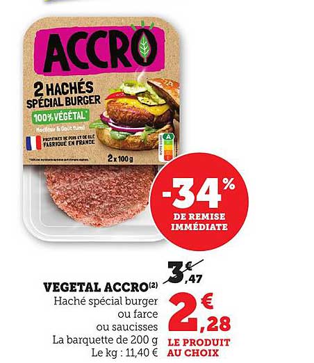 VÉGÉTAL ACCRO - 2 HACHÉS SPÉCIAL BURGER