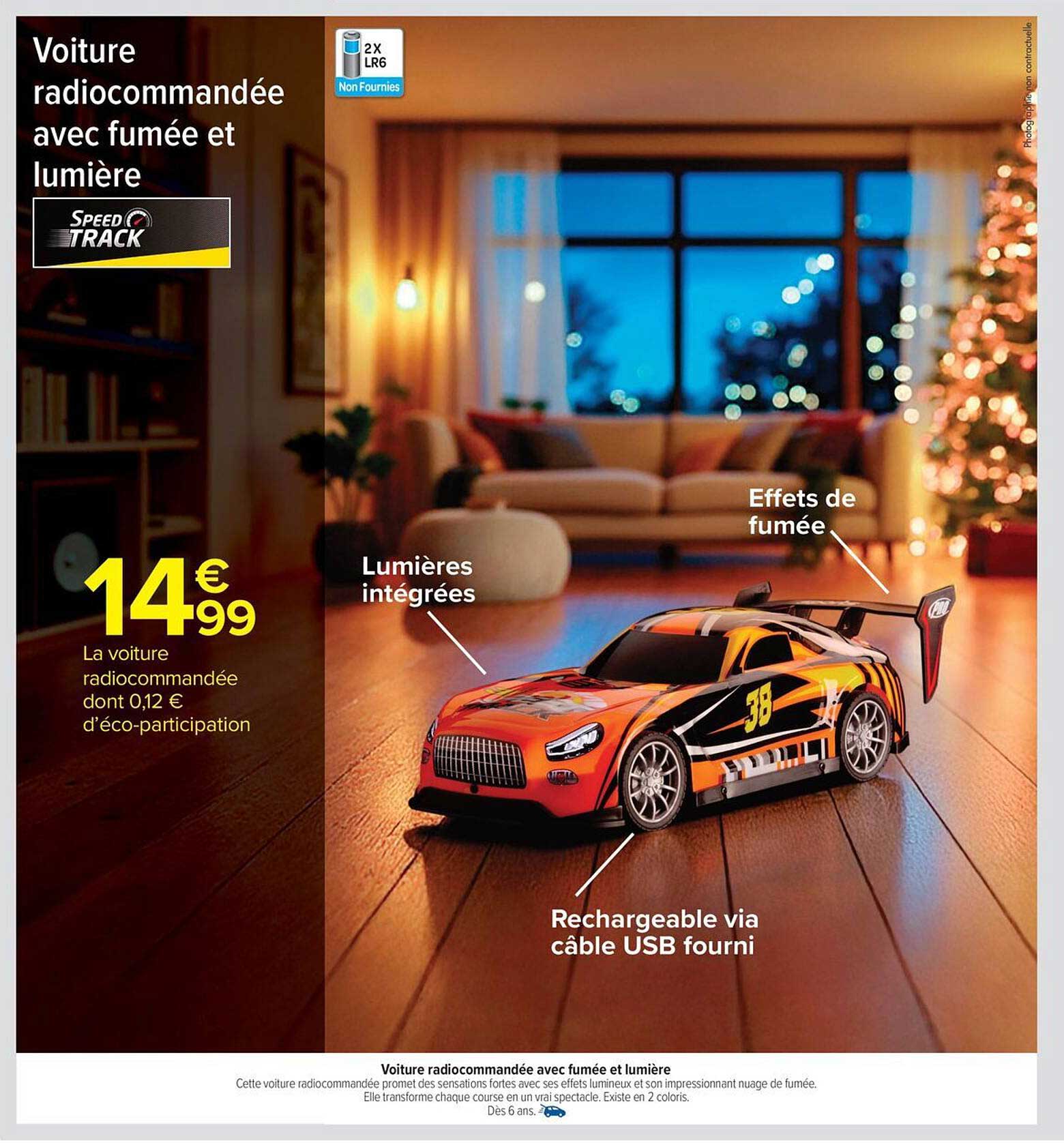 Voiture radiocommandée avec fumée et lumière