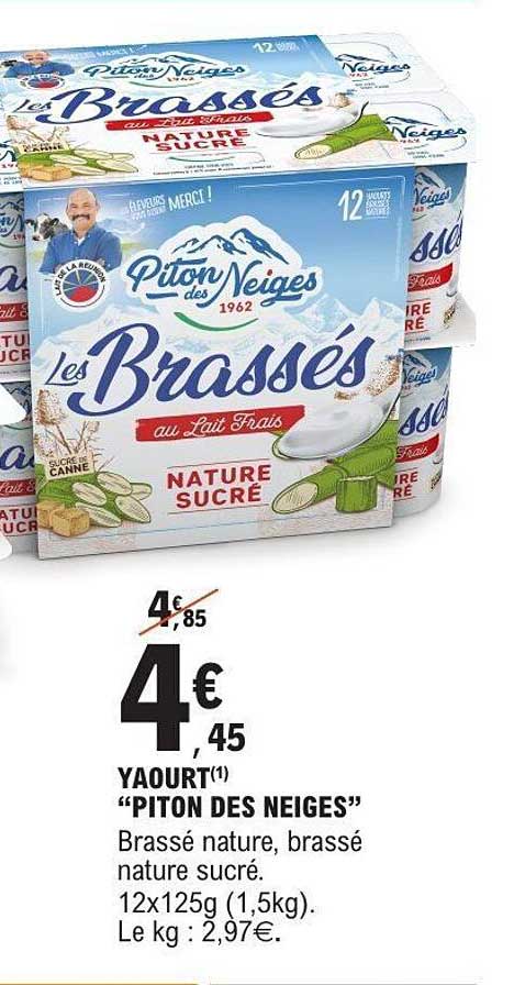 Yaourt "Piton des Neiges" Brassé nature sucré