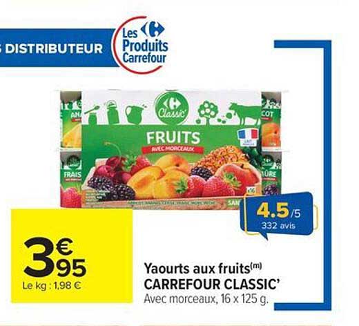 Yaourts aux fruits(m) CARREFOUR CLASSIC’