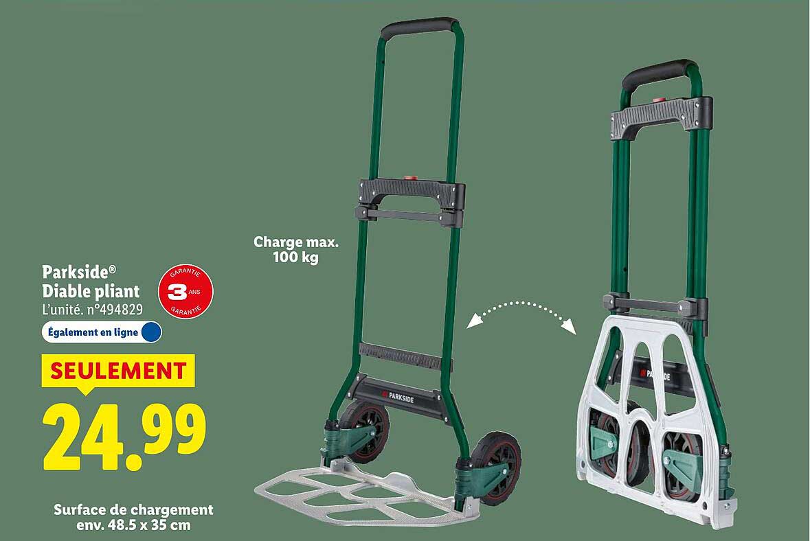 Parkside® Diable pliant L’unité. n°494829