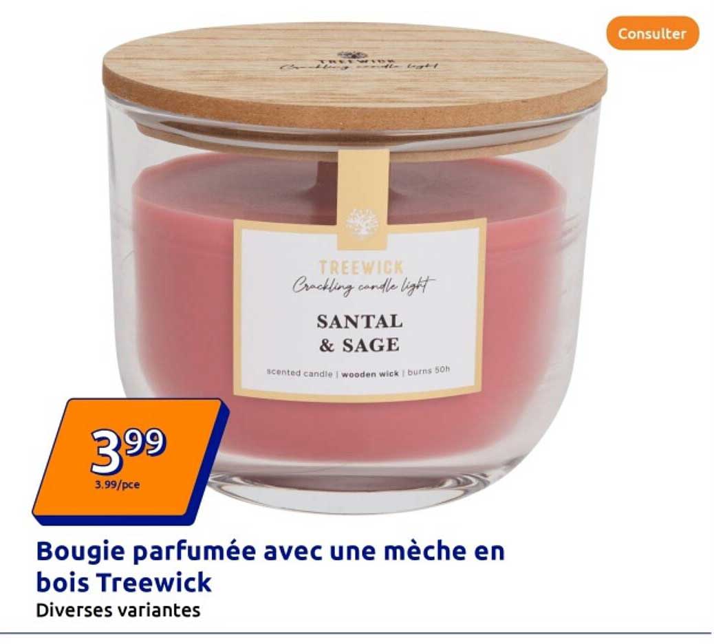 Bougie parfumée avec une mèche en bois Treewick
