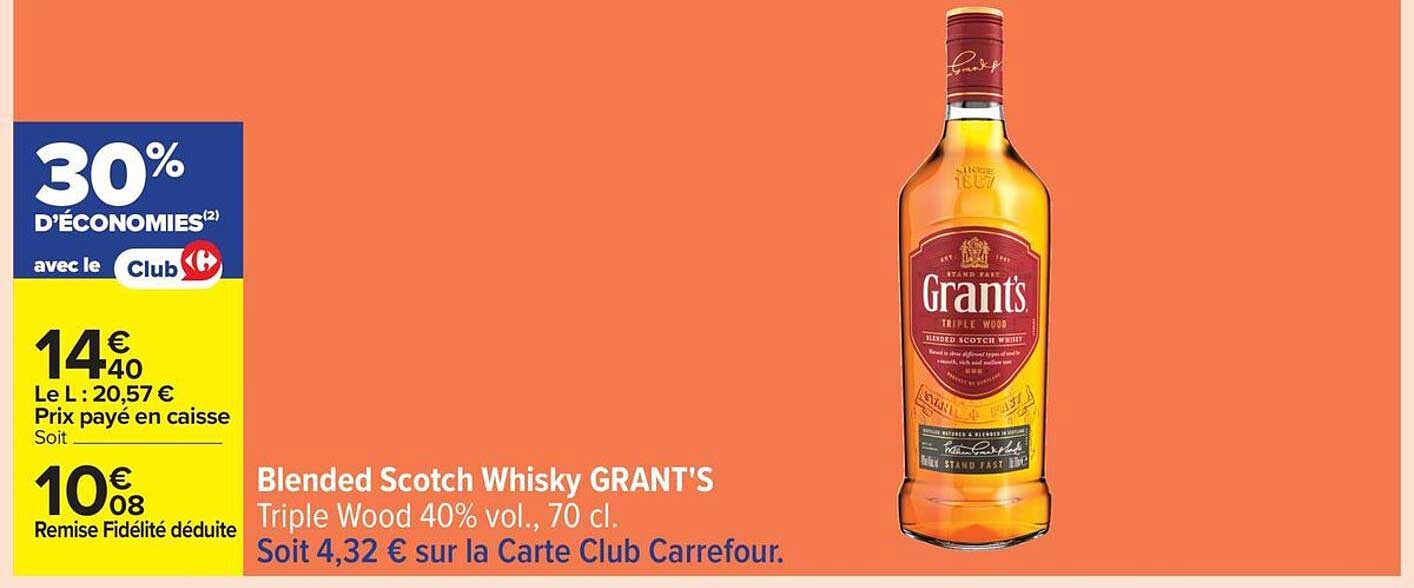 Blended Scotch Whisky GRANT'S Triple Wood 40% vol., 70 cl.