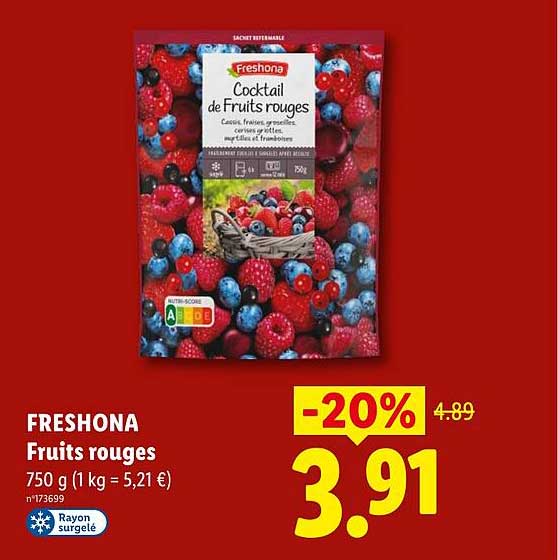 Promo Freshona Fruits Rouges chez Lidl - 123Catalogue.fr
