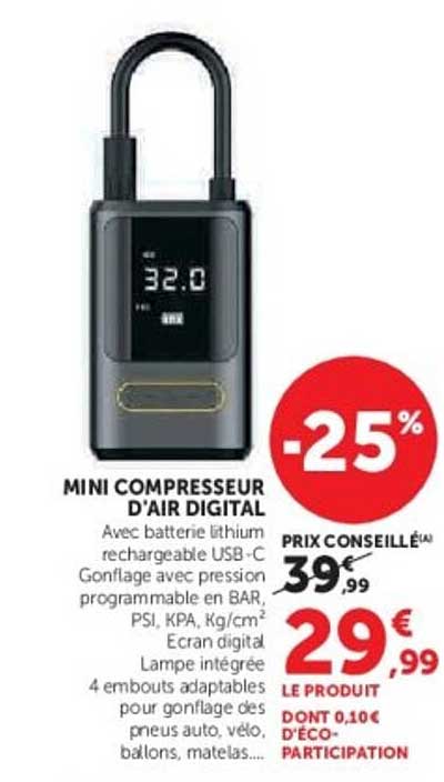 MINI COMPRESSEUR D'AIR DIGITAL