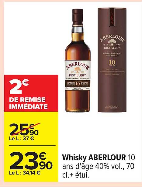 Whisky ABERLOUR 10 ans d'âge 40% vol., 70 cl.+ étui.