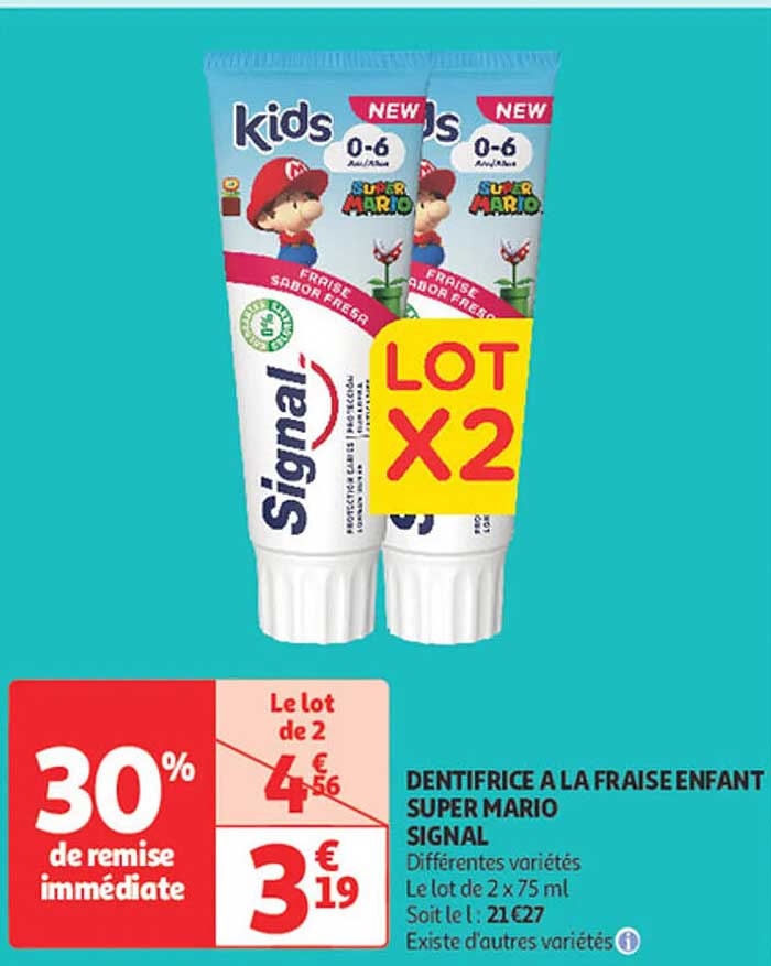DENTIFRICE A LA FRAISE ENFANT SUPER MARIO SIGNAL