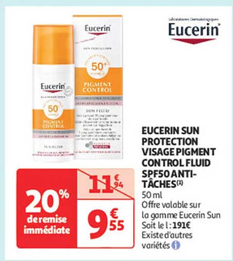 EUCERIN SUN PROTECTION VISAGE PIGMENT CONTROL FLUID SPF50 ANTI-TÂCHES