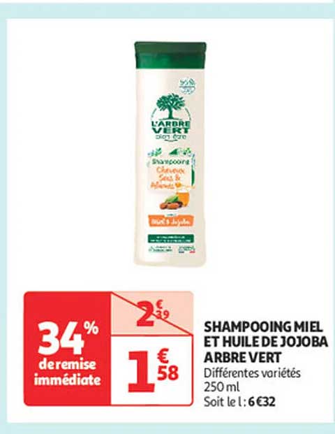 SHAMPOOING MIEL ET HUILE DE JOJOBA ARBRE VERT
