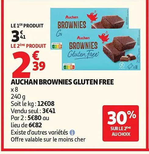 AUCHAN BROWNIES GLUTEN FREE
