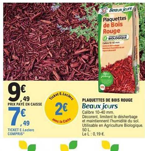 PLAQUETTES DE BOIS ROUGE Beaux jours