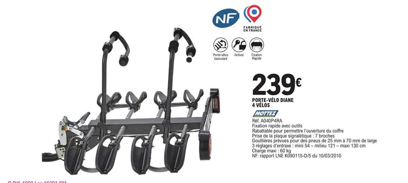 PORTE-VÉLO DIANE 4 VÉLOS