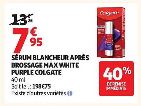 SÉRUM BLANCHEUR APRÈS BROSSAGE MAX WHITE PURPLE COLGATE