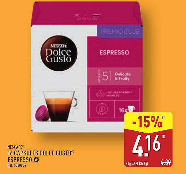 16 CAPSULES DOLCE GUSTO® ESPRESSO
