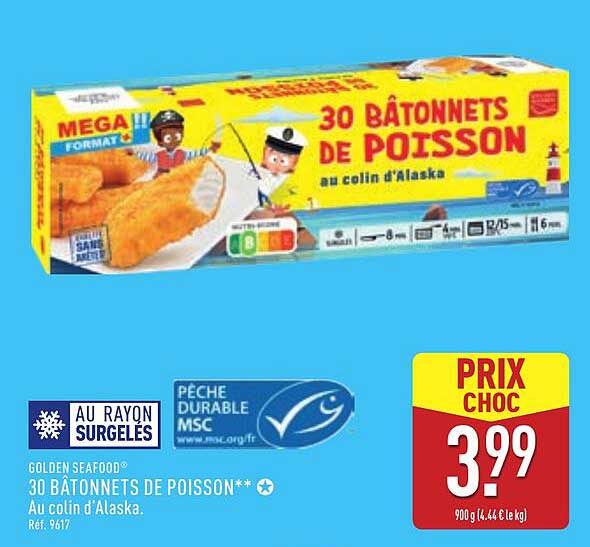 30 BÂTONNETS DE POISSON au colin d'Alaska