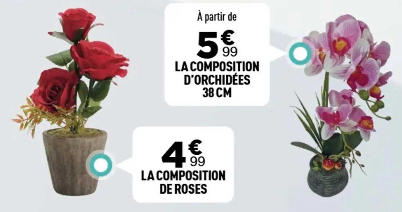À partir de 5€99 LA COMPOSITION D' ORCHIDÉES 38 CM