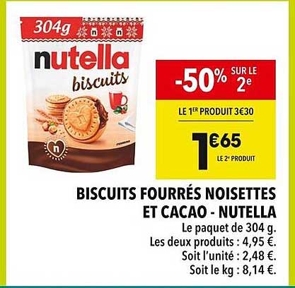 BISCUITS FOURRÉS NOISETTES ET CACAO - NUTELLA