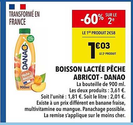 BOISSON LACTÉE PÊCHE ABRICOT - DANAO