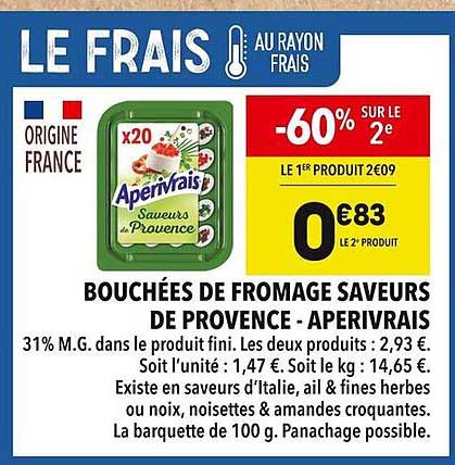 Bouchées de fromage saveurs de Provence - Aperivrais
