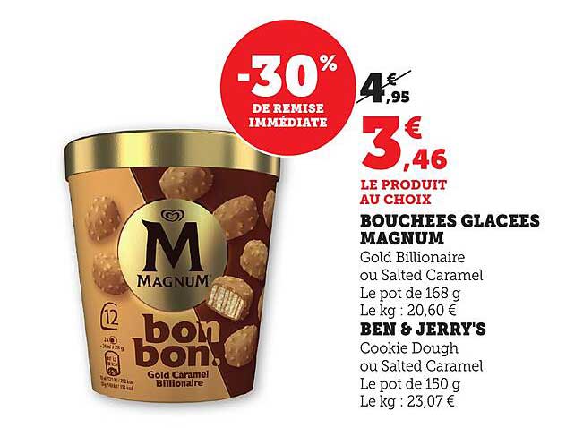 BOUCHEES GLACEES MAGNUM Gold Billionaire ou Salted Caramel