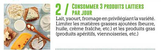 CONSUMMER 3 PRODUITS LAITIERS PAR JOUR