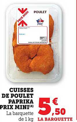 CUISSES DE POULET PAPRIKA PRIX MINI
