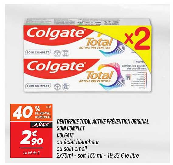 DENTIFRICE TOTAL ACTIVE PRÉVENTION ORIGINAL SOIN COMPLET