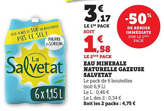 EAU MINERALE NATURELLE GAZEUSE SALVETAT
