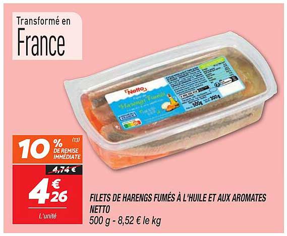 FILETS DE HARENGS FUMÉS À L'HUILE ET AUX AROMATES NETTO