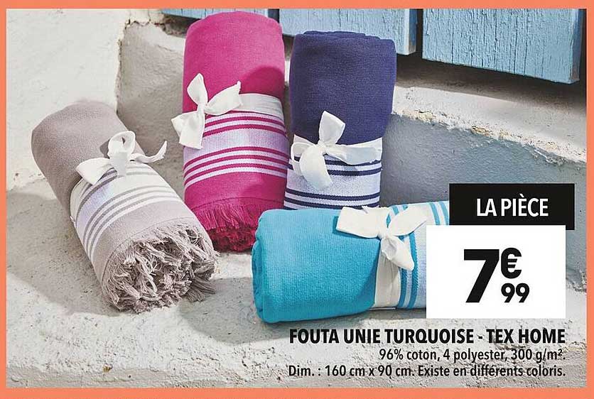 FOUTA UNIE TURQUOISE - TEX HOME