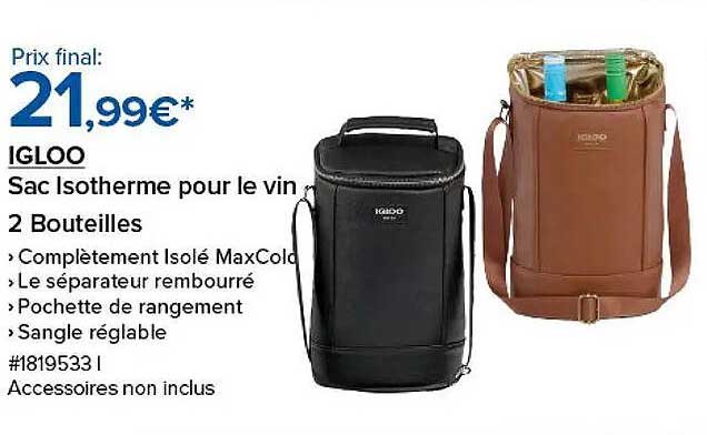 IGLOO Sac Isotherme pour le vin - 2 Bouteilles