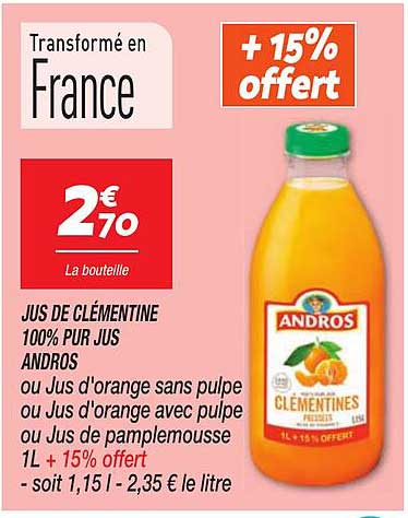 JUS DE CLÉMENTINE 100% PUR JUS ANDROS