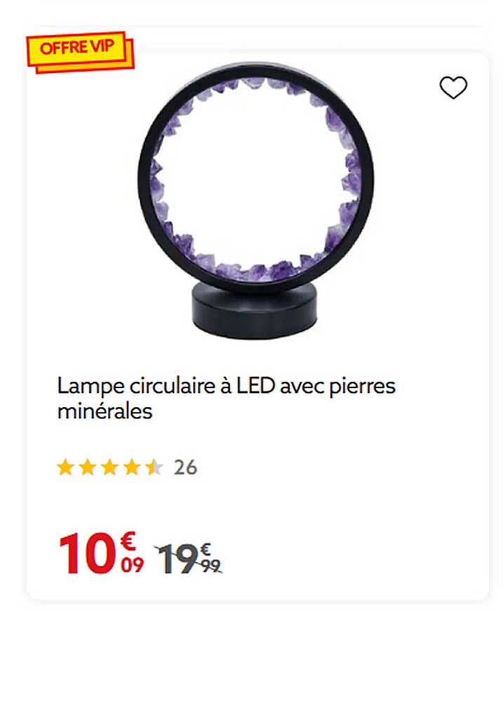 Lampe circulaire à LED avec pierres minérales