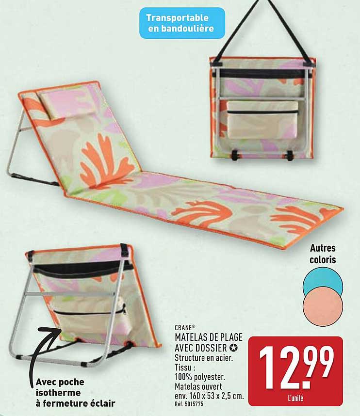 MATELAS DE PLAGE AVEC DOSSIER