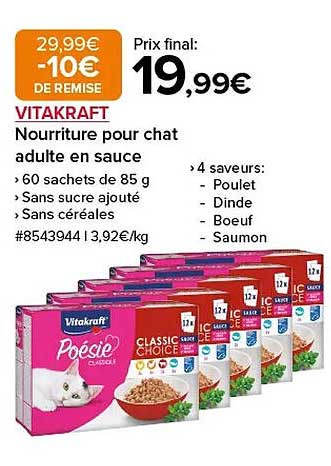 Nourriture pour chat adulte en sauce