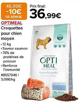 OPTIMEAL Croquettes pour chien moyen