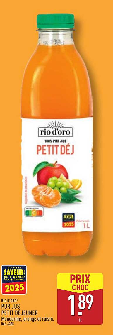 PETIT DÉJ RIO D'ORO PUR JUS MANDARINE, ORANGE ET RAISIN 1L