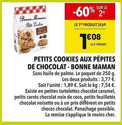 PETITS COOKIES AUX PÉPITES DE CHOCOLAT - BONNE MAMAN