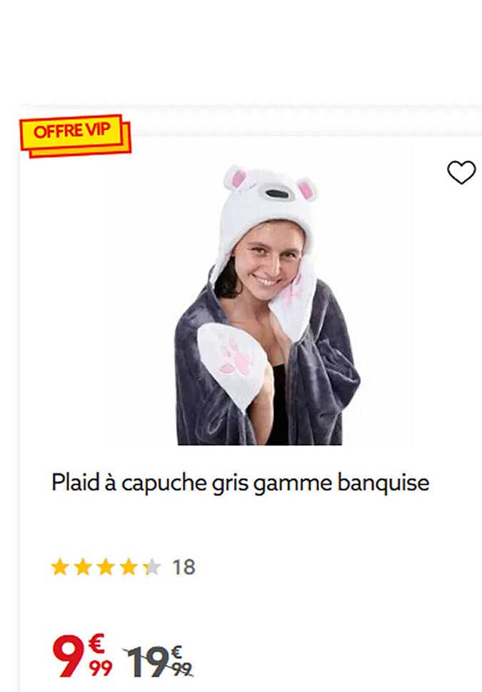 Plaid à capuche gris gamme banquise
