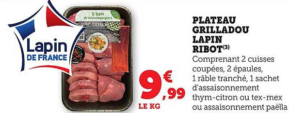 PLATEAU GRILLADOU LAPIN RIBOT