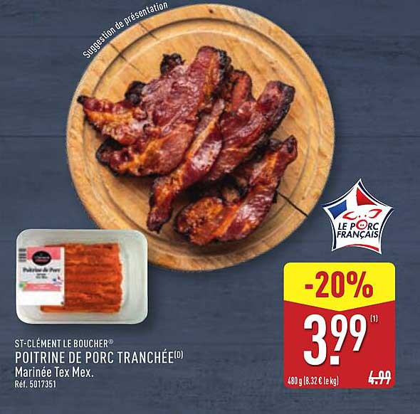 Poitrine de Porc Tranchée Marinée Tex Mex