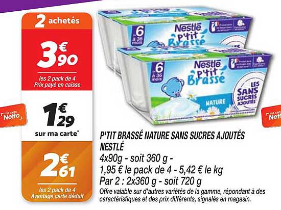 P'tit Brassé Nature Sans Sucres Ajoutés Nestlé