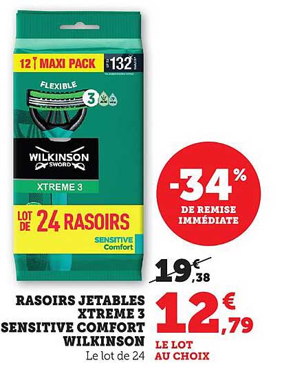 RASOIRS JETABLES XTREME 3 SENSITIVE COMFORT WILKINSON