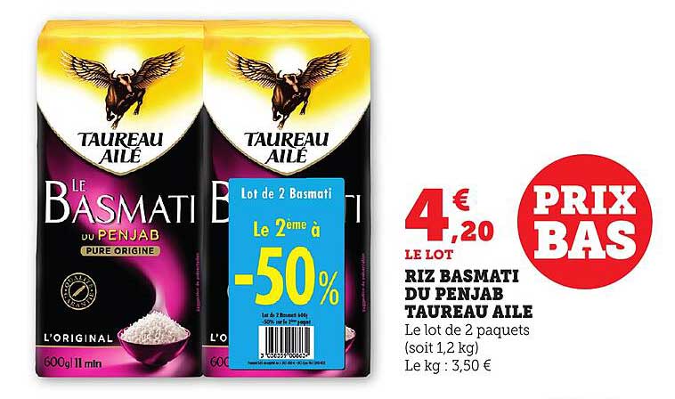 RIZ BASMATI DU PENJAB TAUREAU AILÉ