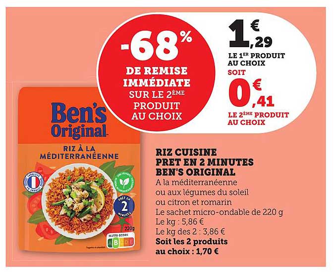 RIZ CUISINE PRÊT EN 2 MINUTES BEN'S ORIGINAL
