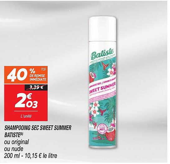 SHAMPOOING SEC SWEET SUMMER BATISTE