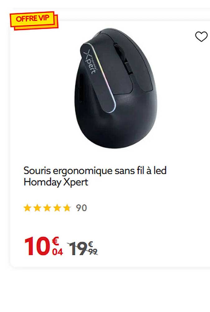 Souris ergonomique sans fil à led Homday Xpert